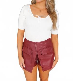 NEW IDEM DITTO faux pas leather skort in burgundy